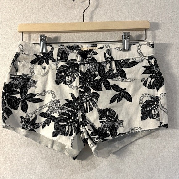 L’AGENCE Audrey Shorts / Panther Print Chain and Floral White Black Size 25 - Picture 1 of 8